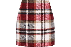 Stylish Plaid High-Waist Christmas Skirt