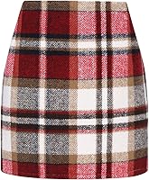 IDEALSANXUN Women's High Waist Plaid Wool Mini Skirt - Bodycon Pencil Skirt for Fall Winter Business Casual & Christmas Outfits