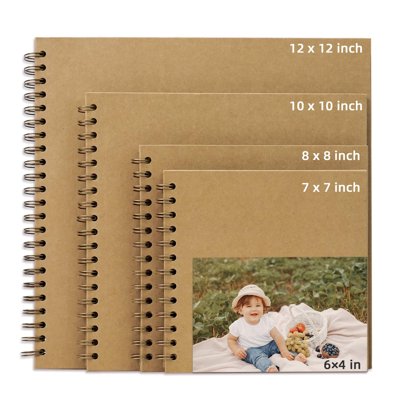 Álbum de fotos de papel kraft de tapa dura de 12 x 12 pulgadas, 100 páginas (50 hojas), perfecto para aniversarios de boda, recuerdos familiares y pequeños proyectos de álbumes de recortes