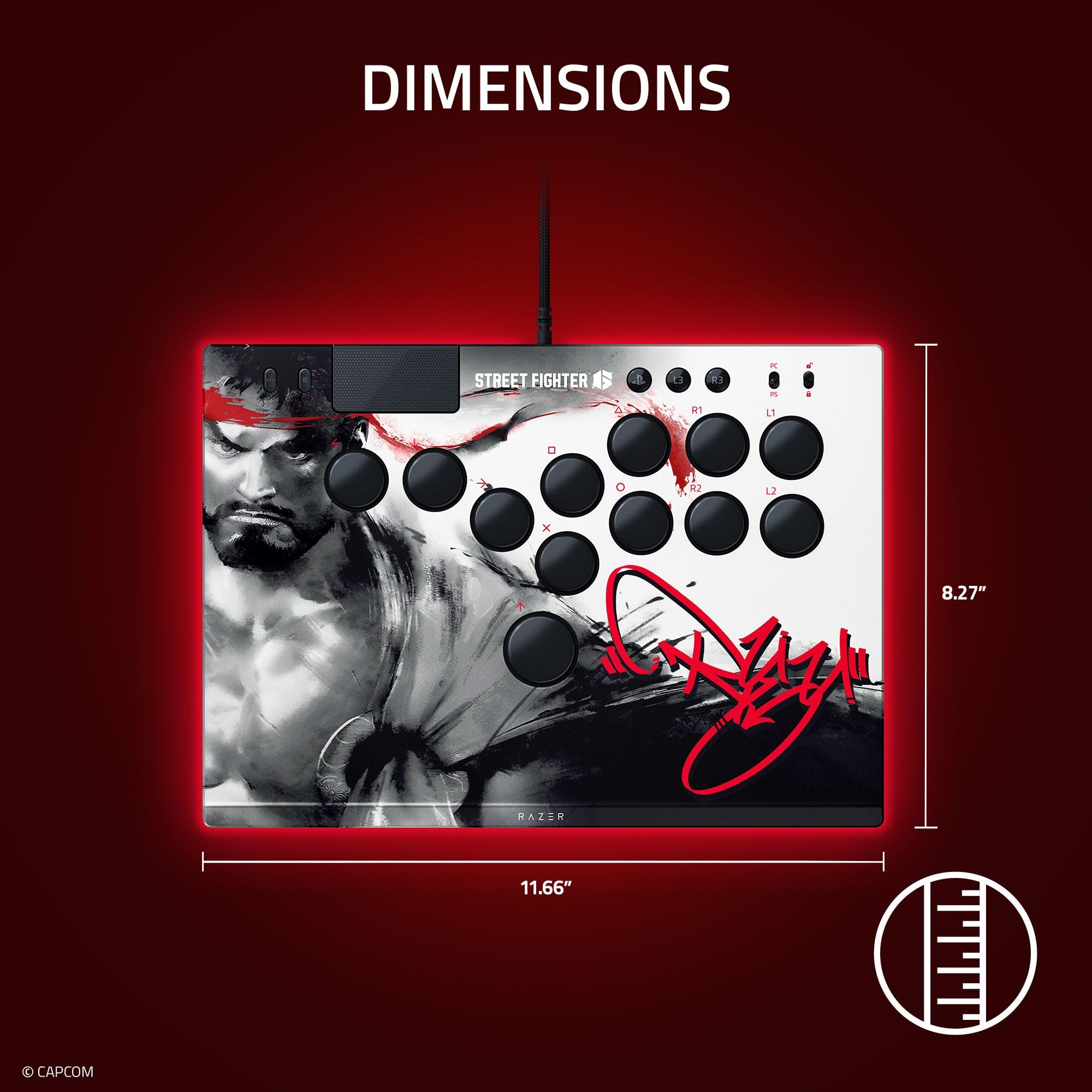Razer Kitsune Ryu Edition - Manette d'arcade optique pour PS5 et PC - Disposition avec 4 boutons directionnels de précision - Commutateurs optiques linéaires plats | Édition Ryu