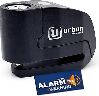 URBAN UR6B Bremsscheibenschloss mit Intelligentem Alarm | Effektiver | Hi-Tech, 120dB, LED, Warnfunktion A+ Empfindlichkeit, Langlebige CR2 Batterie, Wasserdicht, Motorrad Schloss Fahrradschloss, 6mm