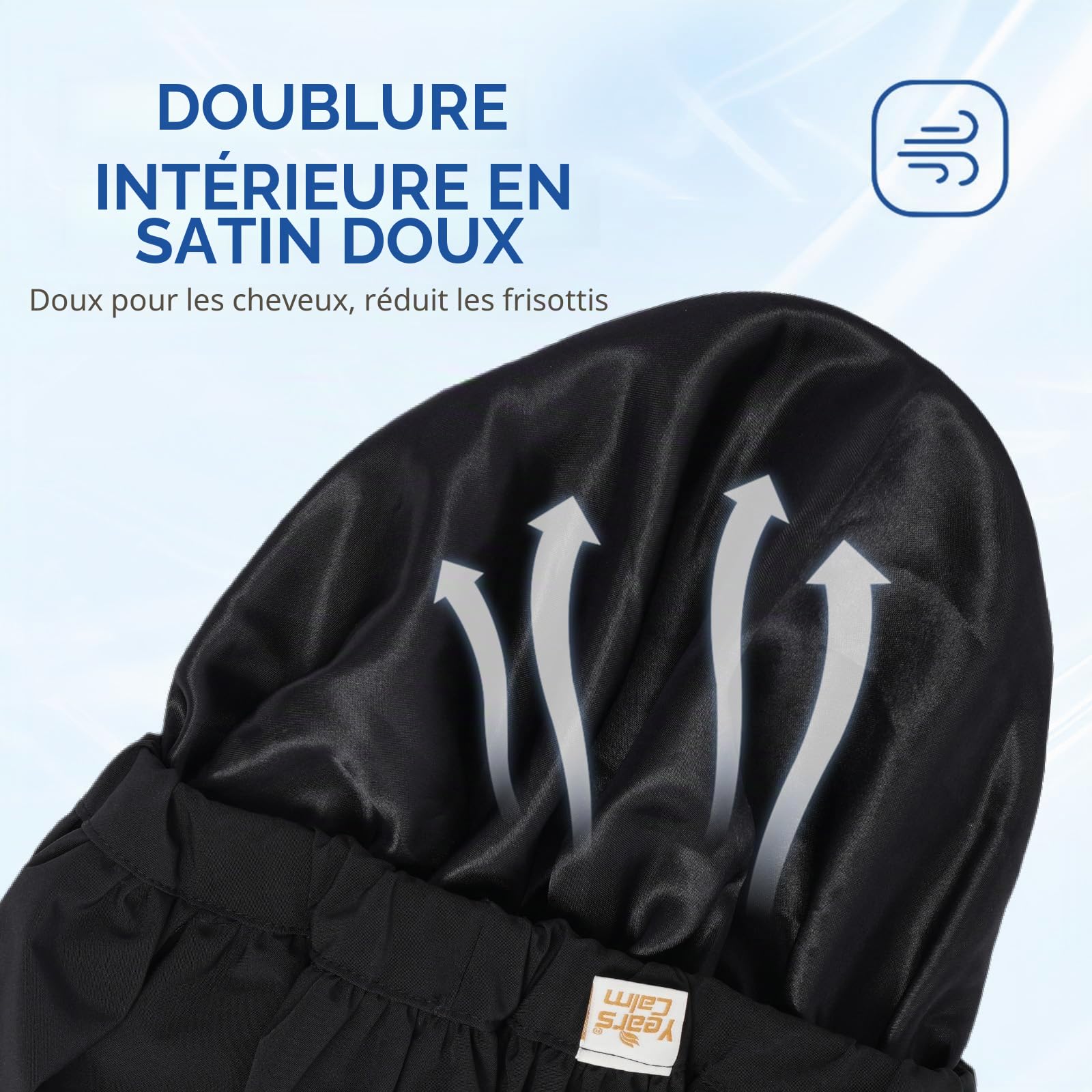 Years calm Bonnet de douche pour homme imperméable et réutilisable – Design tendance double couche, bande élastique réglable pour cheveux longs et bouclés, bonnet de bain et spa XL pour voyage, doublé