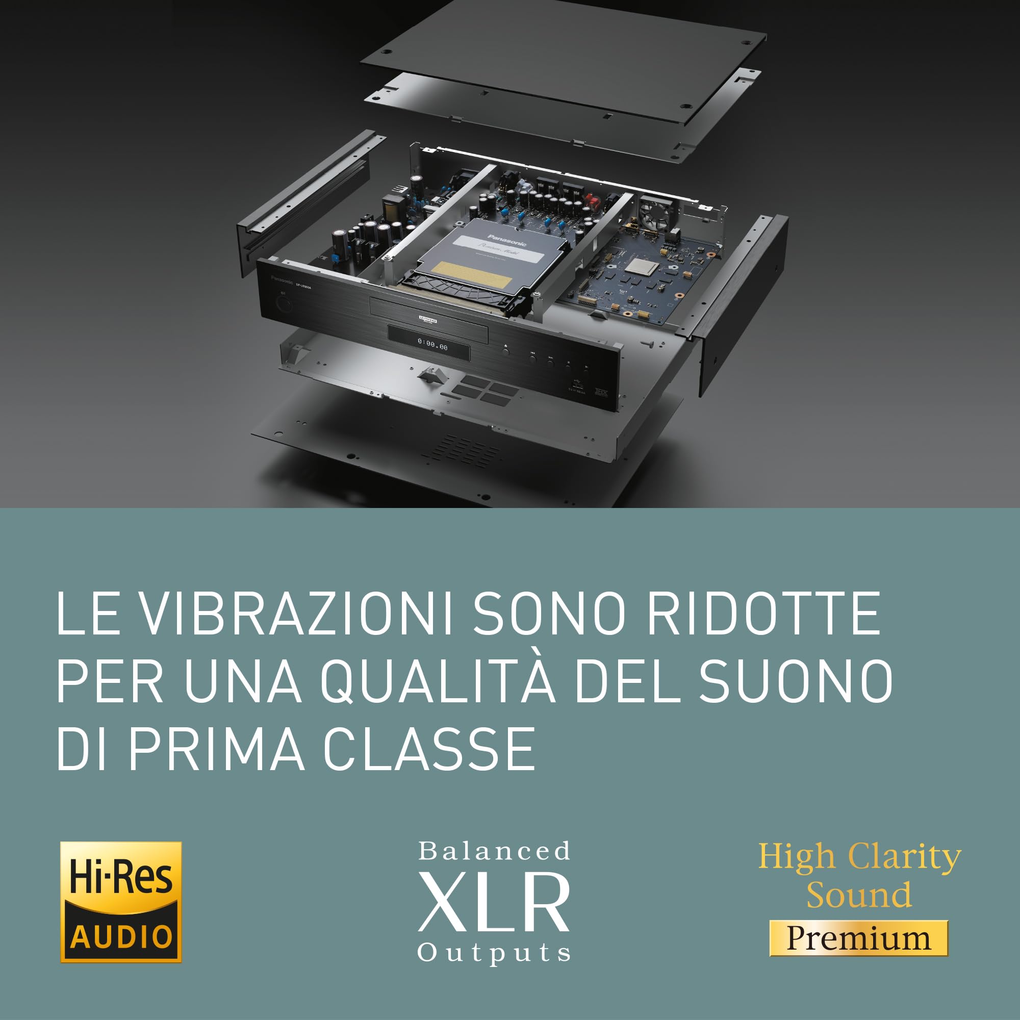 Panasonic DP-UB9000 Lettore Blu-Ray Ultra HD 4K PRO HDR, Processore HCX, Twin HDMI, HDR10+, HLG, Dolby Atmos, Certificazione THX, Surround 7.1, Wireless LAN Built-In, Internet Apps, Nero