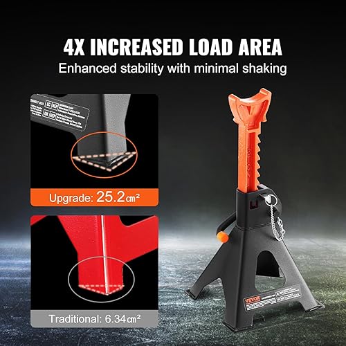 Miniatura 4 de VEVOR - Soportes de gato, capacidad de 3 toneladas (6,000 lbs), soportes de gato para autos con doble bloqueo, altura ajustable de 10.8-16.3