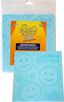 Scrub Daddy Damp Duster Towel Magical Dust Cleaning Sponge, Dusters for Cleaning, Venetian & Wooden Blinds Cleaner, Vents, Radiator, Skirting Boards, Mirrors, Dust Brush Tools, 1 Pack Blue
