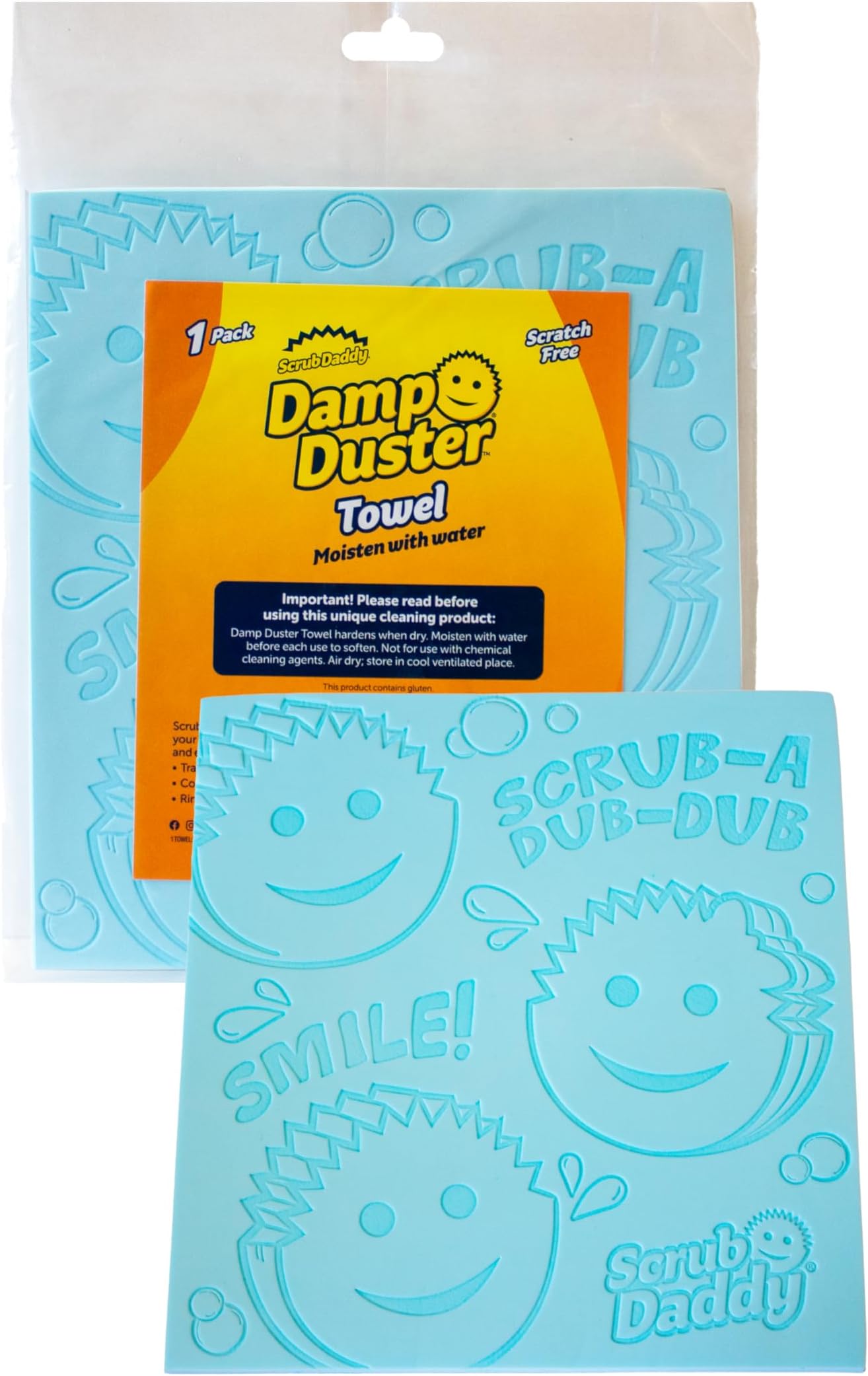 Scrub Daddy Damp Duster Towel, Multipurpose Dusters for Cleaning - Wooden & Venetian Blind Cleaner Tool, Wet Dust Sponge for Skirting Board, Radiator, Blinds & Mirrors, Home Cleaning Products, Blue