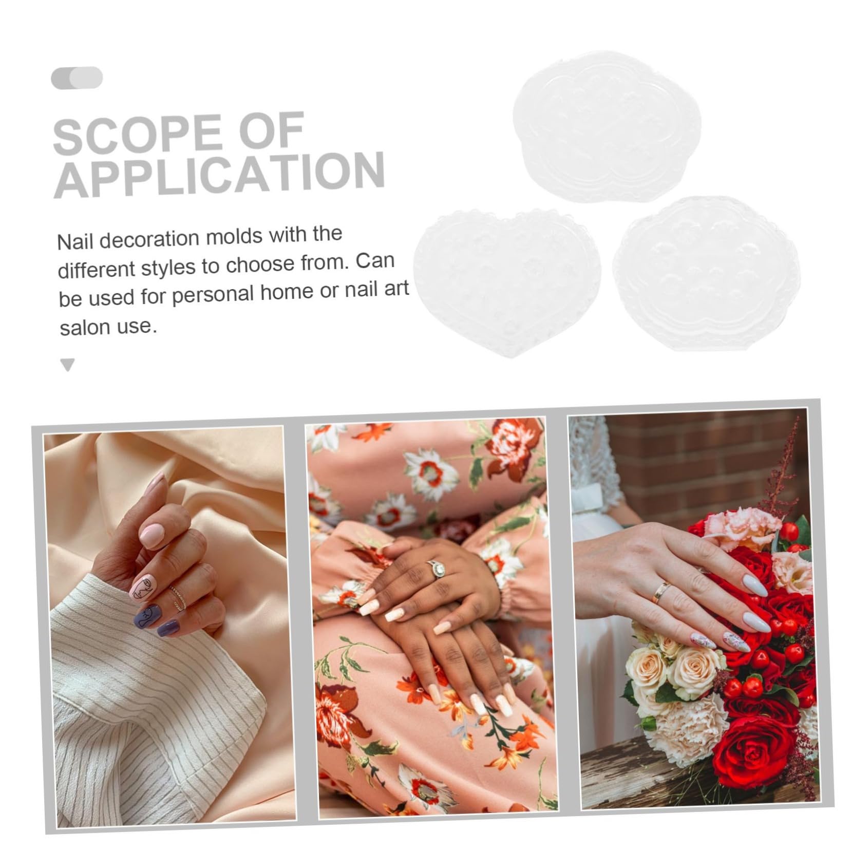 NUOBESTY 12pezzi Stampo Per Decorazione Unghie Silicone Mold Professionale Per Manicure Art Per Uso Domestico e Saloni Di Bellezza