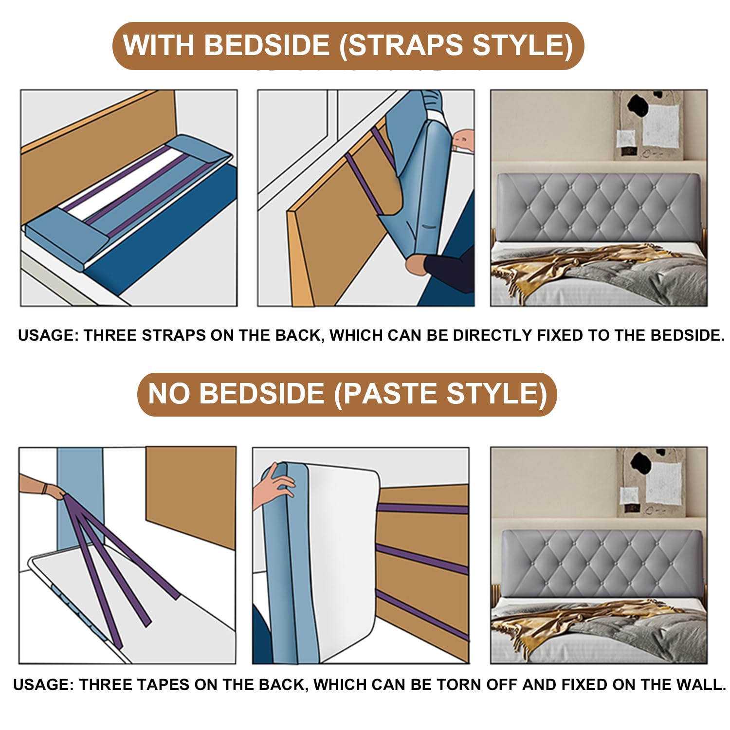 Cabecero tapizado de piel sintética para dormitorio, litera, respaldo grande de apoyo lumbar con funda extraíble, 79 x 23 x 4 pulgadas