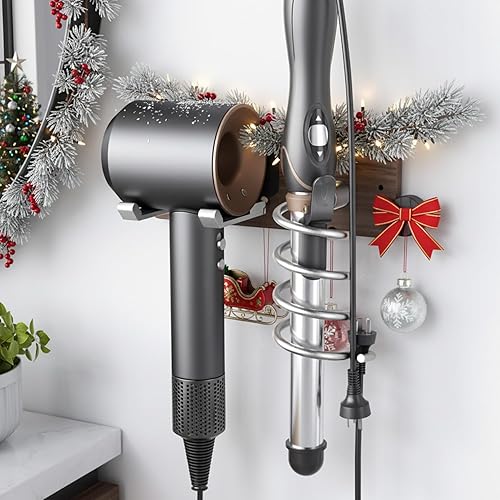 Tindbea Soporte para secador de pelo, soporte para rizador, soporte para secadora de pelo, soporte de pared, organizador de herramientas de pelo de