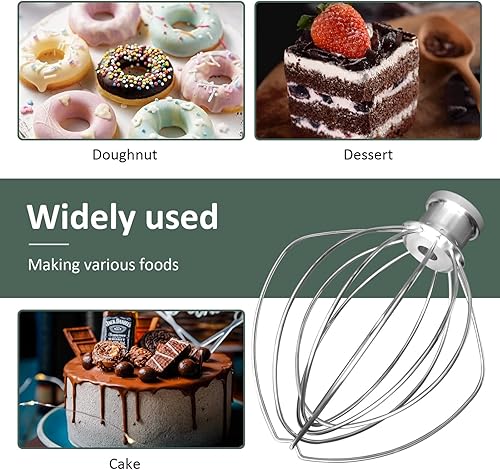 Miniatura 8 de Gancho para masa y batidor de alambre para batidora de pie Kitchenaid de cabeza inclinable de 4.5 y 5 cuartos de galón