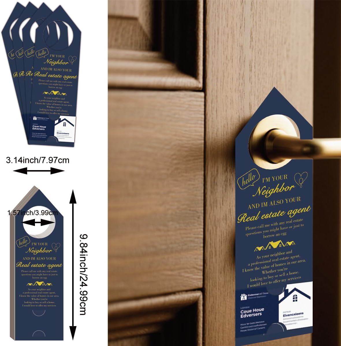 100 Pcs Open House Door Hangers Card Real Estate Open House Signs Water Bottle Hang Promotional Items Tags for Open House Real Estate Agent Client Gifts (Gold)