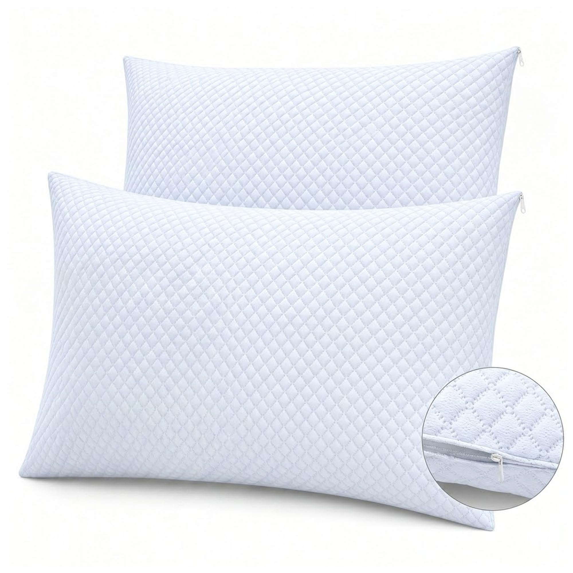 Adam Home Cooling Pillow Protectors 2 Pack (50 x 75 CM) - Cool Touch Zippered Pillow Cases – Durable, Breathable & Comfortable