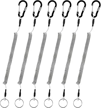 Booms Fishing T04 Fishing Lanyards Fishing Tool/Pole Safety Coil Lanyard Retractable Wire Inside Tup Cover