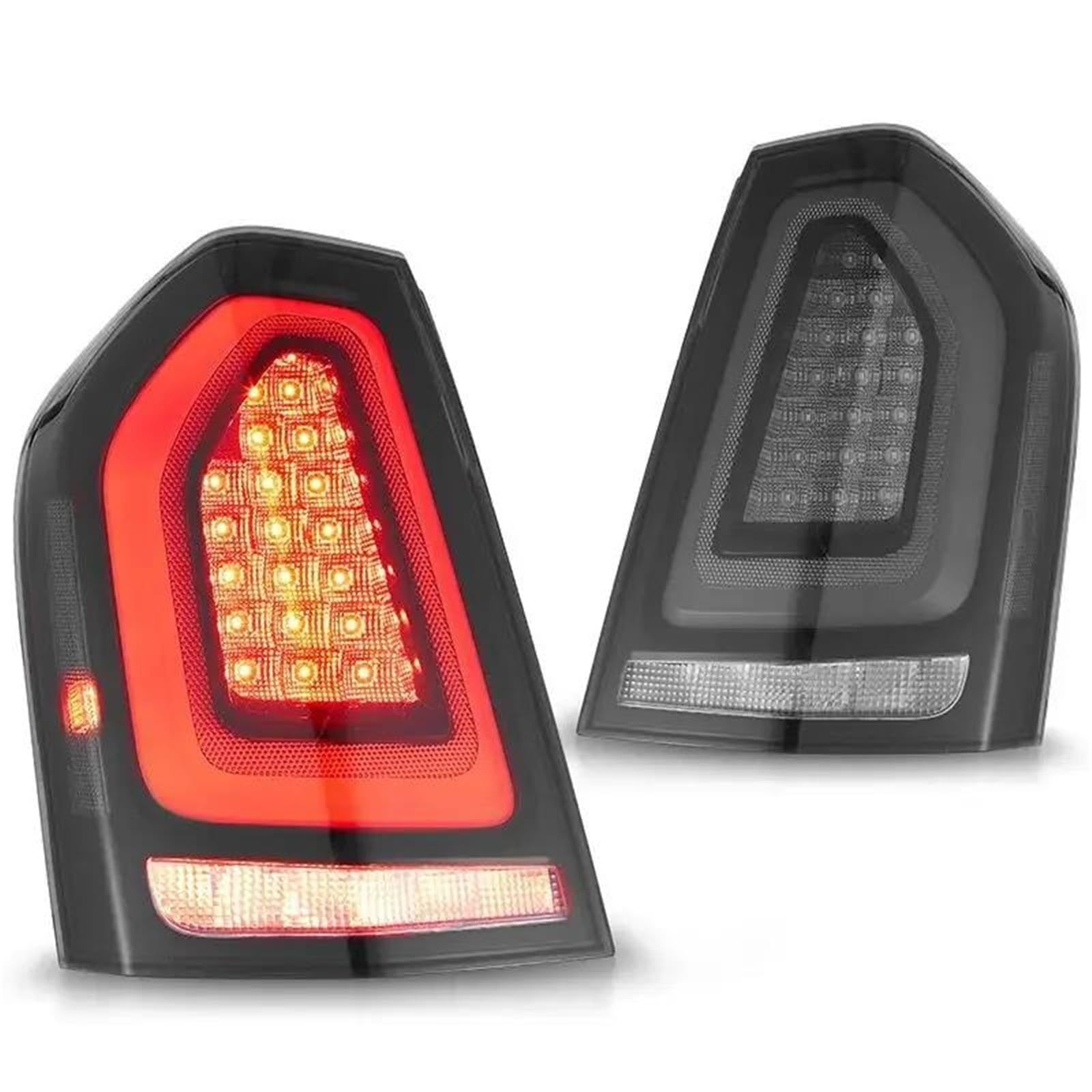 Luz Trasera Luces Traseras LED De Estilo Automóvil Para Chrysler 300C 2011 2012 2013 2014, Lámpara Trasera, Luz Freno, Marcha Atrás, Señal Giro Ámbar Luces Traseras(2PCS Smoke)