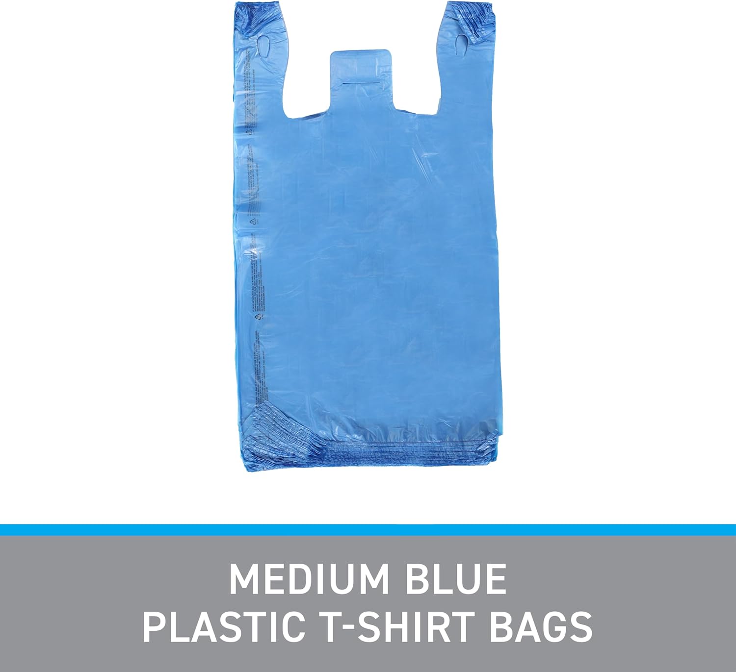 SSWBasics Plastic Shopping Bags - (Blue T-Shirt Bags 11 ½” x 6" x 21") - Case of 1,000 - Durable Plastic Grocery Bags for Takeout, Grocery, Convenience Stores, Thrift Shops, Boutiques, and Restaurants