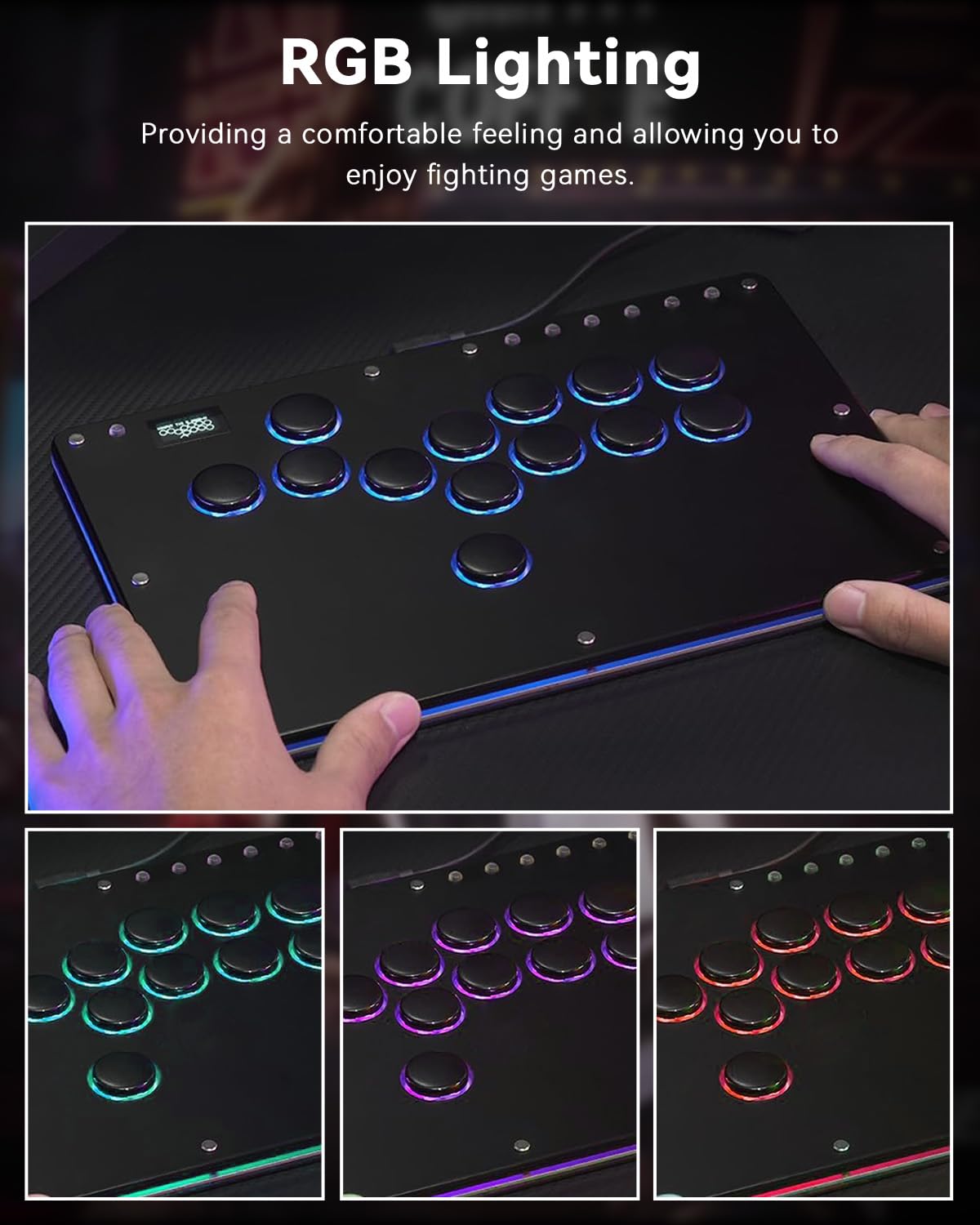 Sehawei Haute42 T13 Arcade Stick Controller für PS4/Switch/PC/PS3/Steam | Fighting Arcade Game Keyboard ,Street Fight keypad ,with Turbo Functions & Custom RGB ,Supports Hot Swap & SOCD , Black