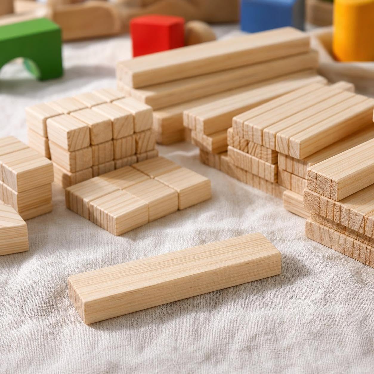 Bausteine aus für ab 3 Jahren - klötze Klötzchen mit Anleitung und Geschenkbox - zum Spielen, Bunt, 200 Stück