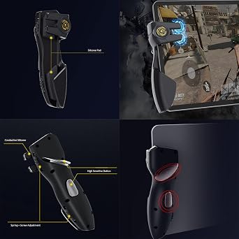 HUAYUWA Tablet Game Joystick Trigger Handle 6 Finger L1R1 Shooter Aim for Fire Button Controller iPad Android Tablet PUBG Gaming Accessories