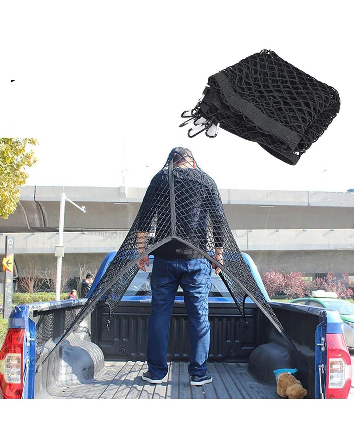 Rete portaoggetti a Doppio Strato per Bagagliaio Posteriore Auto, Rete Elastica in Nylon, Organizer portaoggetti per riporre Oggetti, Borsa Elastica in Rete (Strato Singolo)