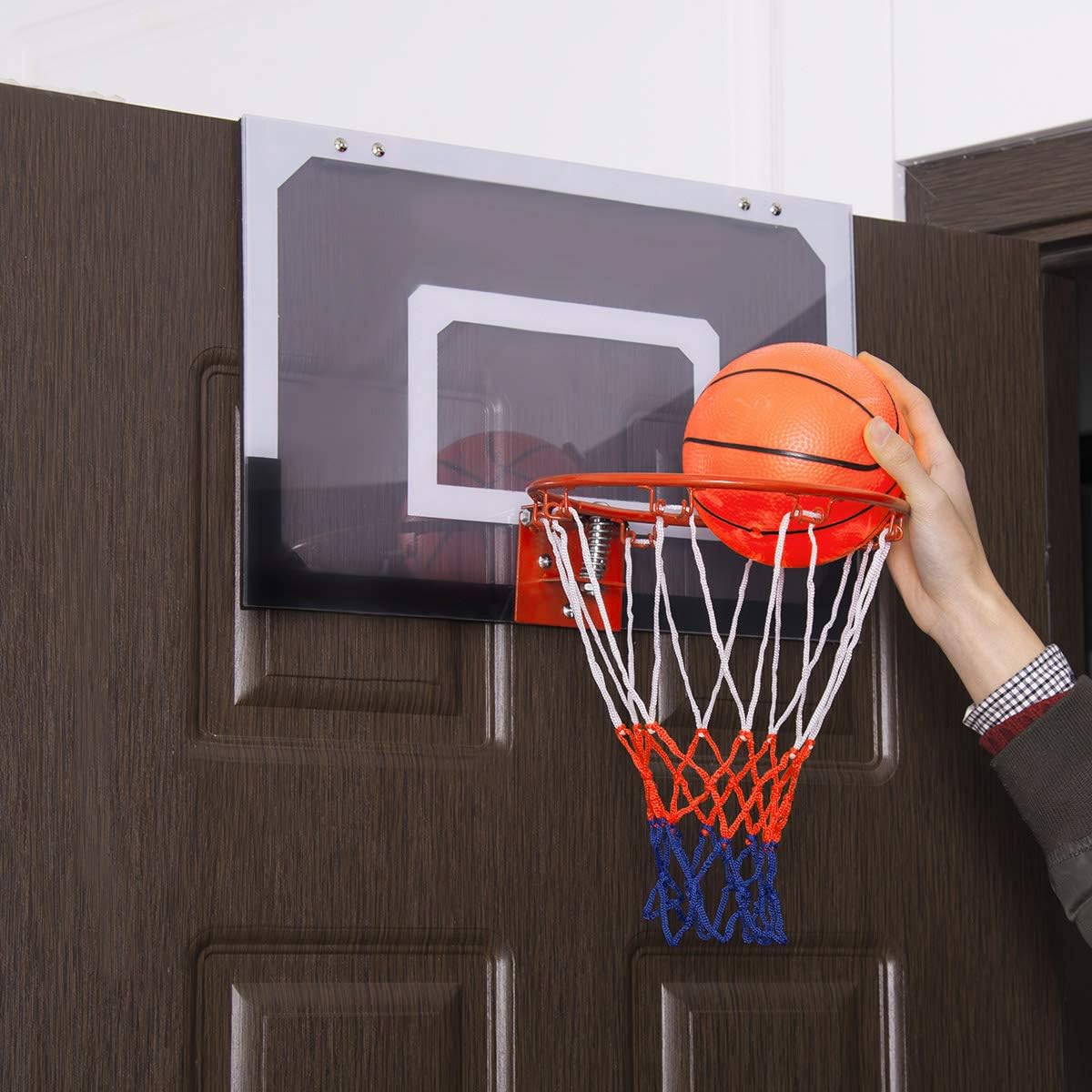 RELAX4LIFE Basketball Backboard Tabellone da Basket a Muro Trasparente, Materiale PC, con Canestro Diametro 23,5 cm, per Interno e Esterno, 45 x 30 cm