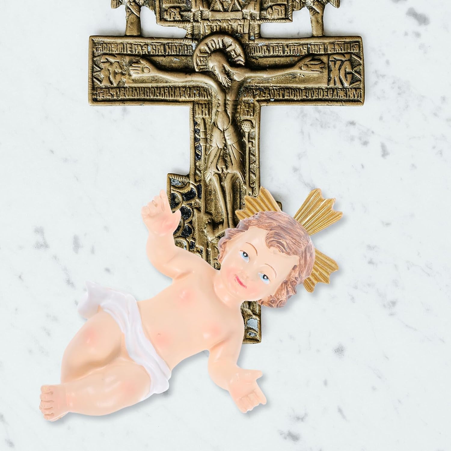 Jesus Nativity Scene Ornament Resin Miniature Jesus Figurine Christmas Religious Decoration for Home and Church Display