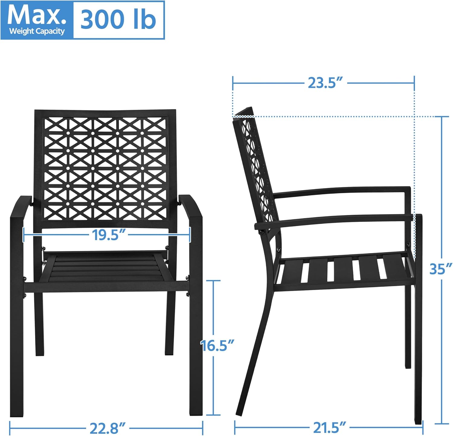 Yaheetech Metal Patio Chairs Set of 2, Outdoor Dining Chairs for Garden, Lawn, with Armrests, Metal Frame as Stackable Heavy-Duty Steel