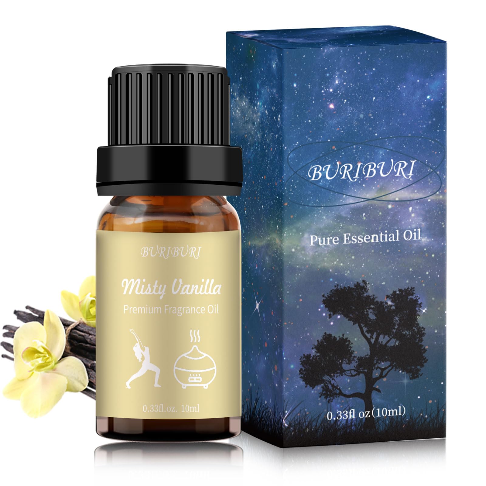 BURIBURI Misty Vanilla Hotel Scent Essential Oil, Lifestyle Collection Fragrance Aromatherapy Oil Blends, Air Freshener Diffuser Oil