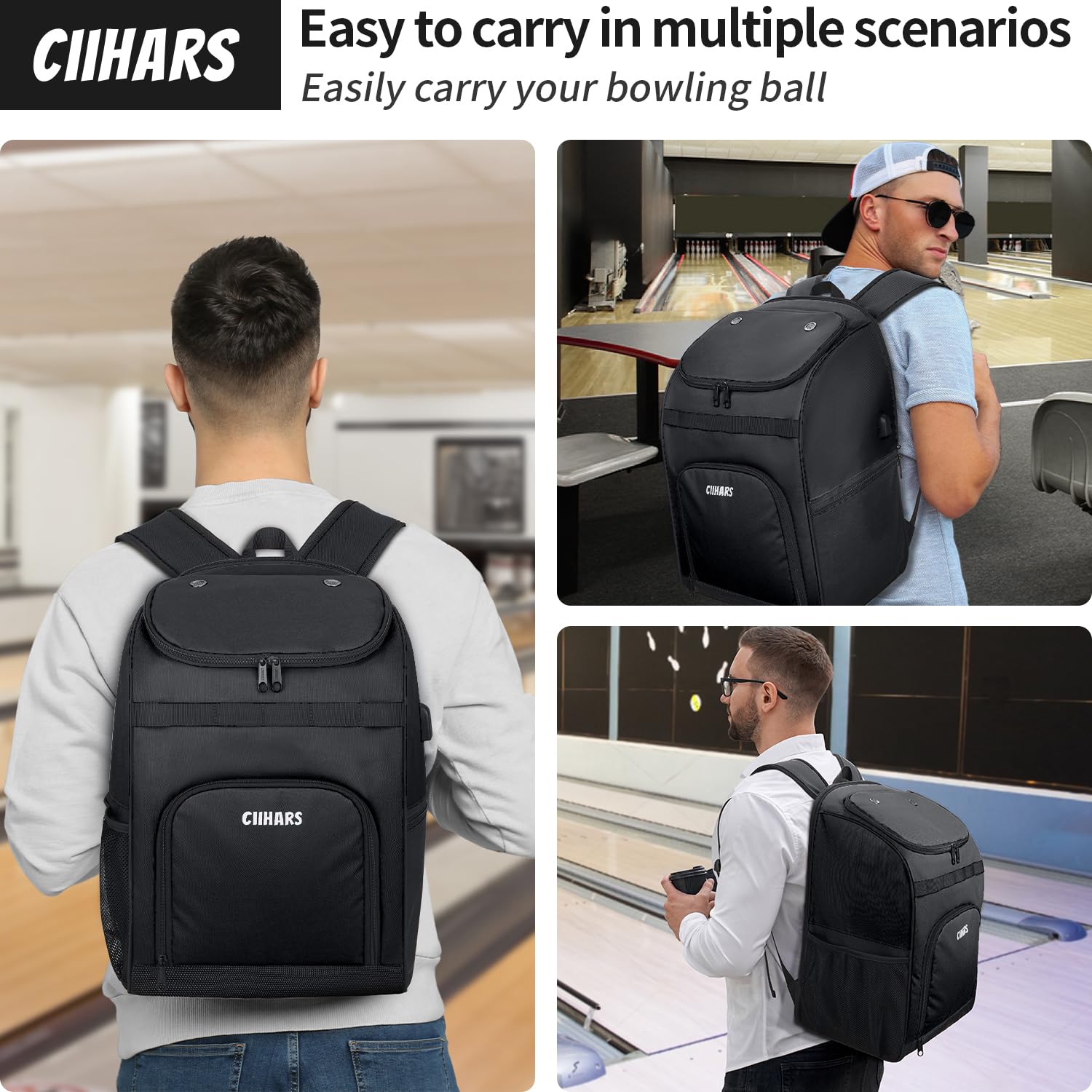 Mochila Individual para Bola de Bolos con Bolsa para Zapatos de hasta Talla 16, Accesorios de Regalo para los Amantes de los Bolos, Bolsa de Bolos con Soporte Acolchado para Bolas