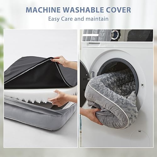 Miniatura 6 de BFPETHOME Camas ortopédicas para perros grandes, sofá impermeable para mascotas con funda extraíble lavable, cama para perros grandes con forro