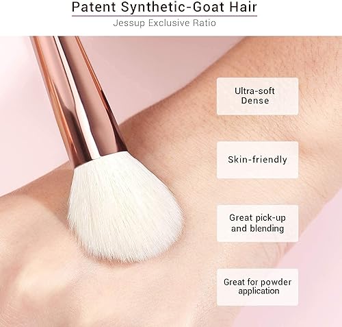 Miniatura 4 de Jessup Juego de brochas de maquillaje profesional 25 piezas con 2 en 1 alfombrilla de limpieza de cepillo de silicona y esponja de eliminación de