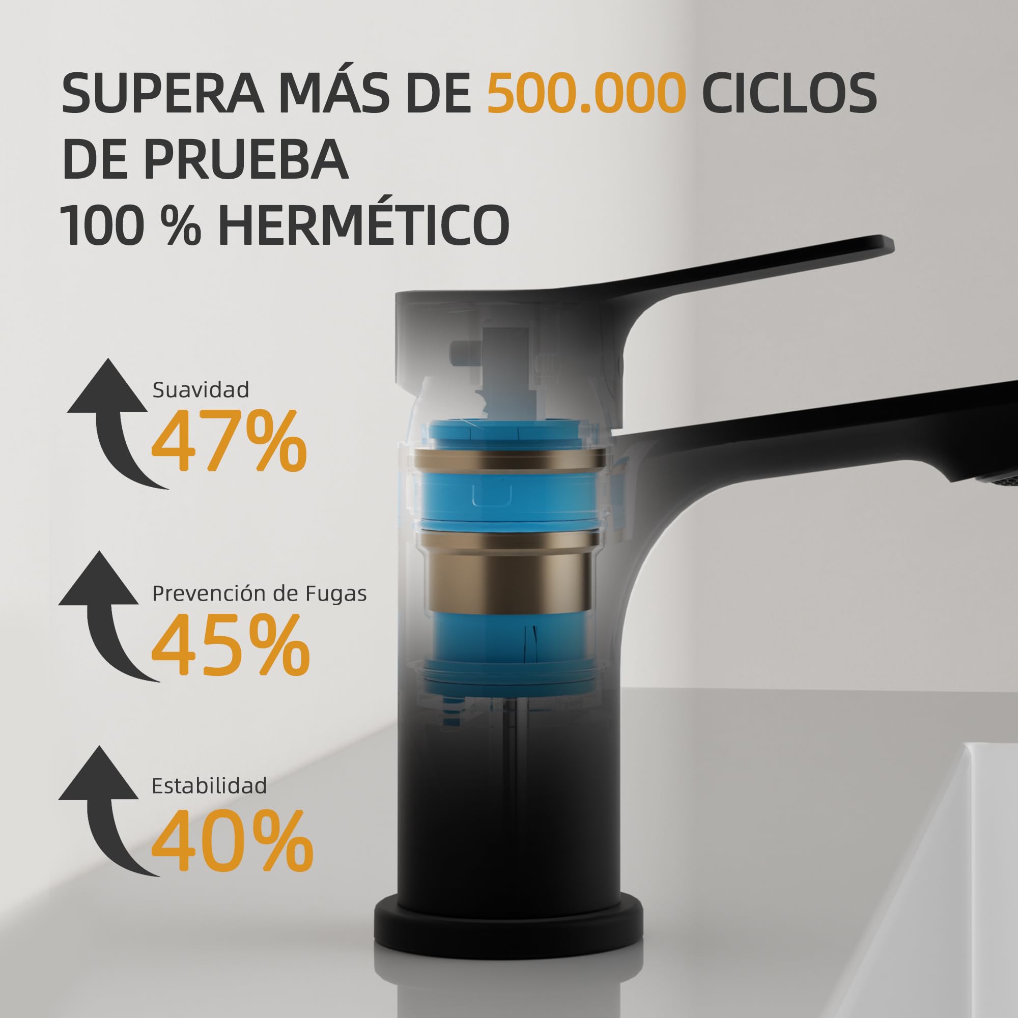 BELZ Grifo Lavabo Baño Monomando Bronce Negro | Ahorro de agua, silencioso y fácil instalación. Cartucho cerámico antifugas, conexión G3/8.