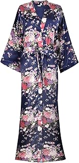Kimono Robes For Women Floral Long Lightweight Silky Sleepwear bridal Dressing Gown