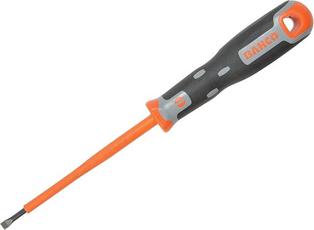 Bahco 33040100 Slotted Insulated Screwdriver, Black/Orange, 200/4.0 x 0.8 mm