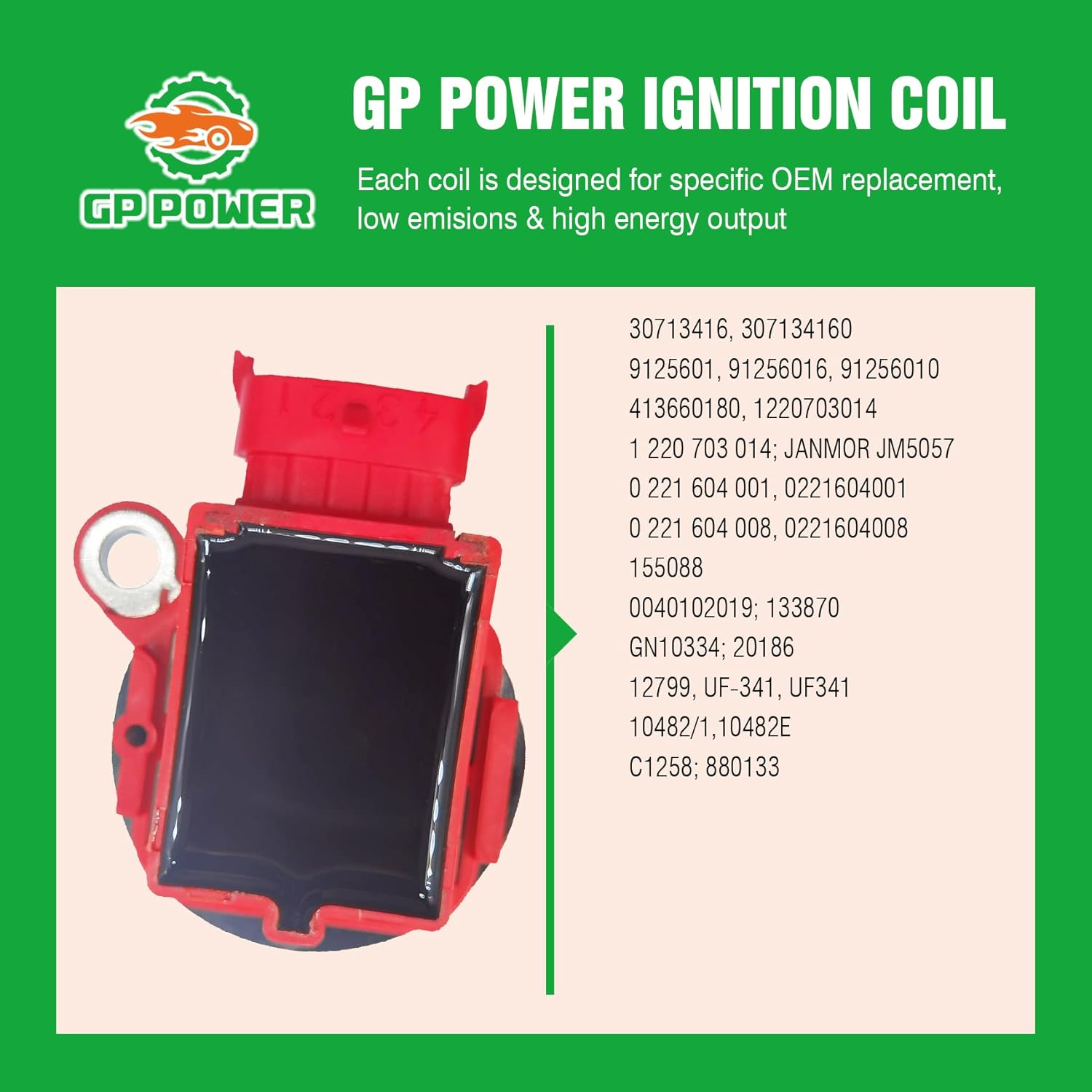 IGNITION COIL 30713416 UF341 UF-341 0221604001 C1258 SET OF 6 COMPATIBLE WITH Volvo C70 S60 S70 S80 V70 XC70 XC90 2.3 2.4 2.5 2.8 2.9 L5 L6