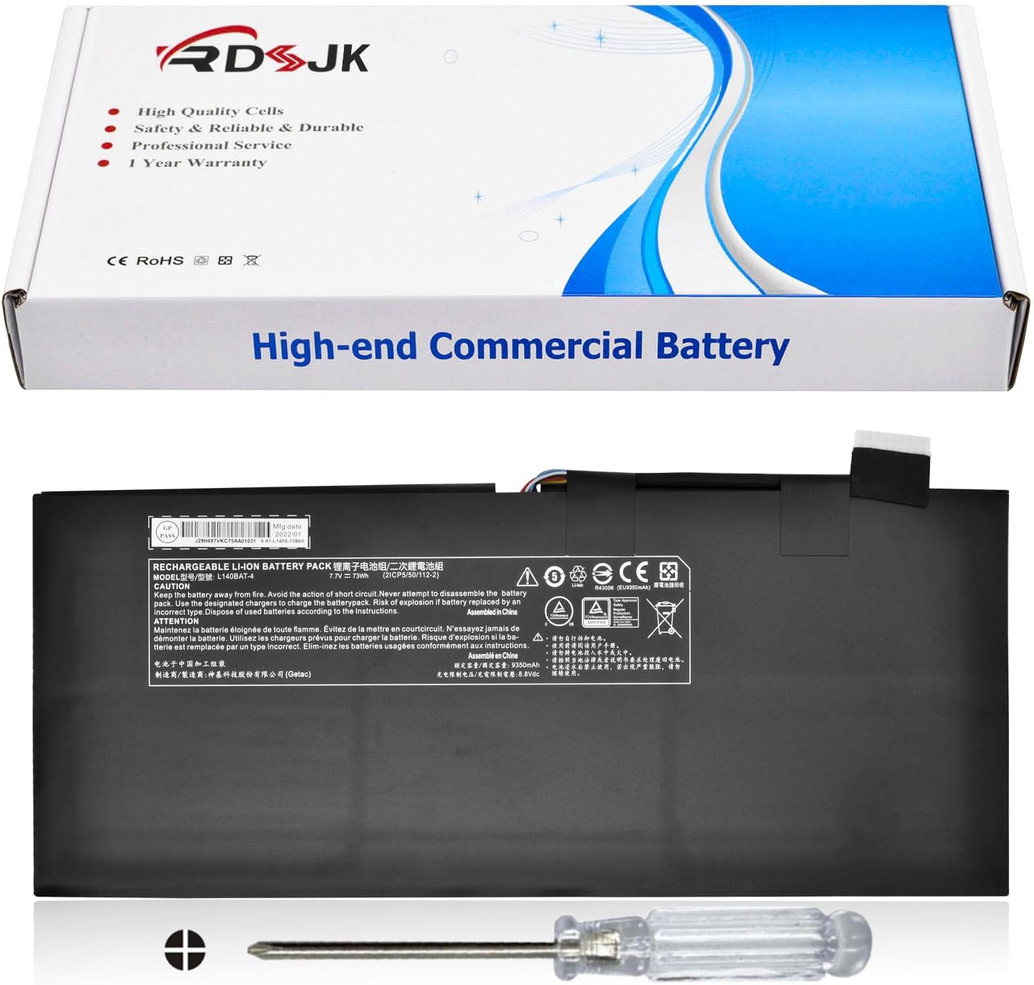 L140BAT-4 6-87-L140S-72B01 Laptop Battery for Lemp9 System76 Darter Pro 2021 L140CU L141CU L140MU L141MU 2ICP5/50/112 VIA 14, THUNDEROBOT MixBook Air, WOOKING Jiasha ST Pro 7.7V 73Wh 9350mAh