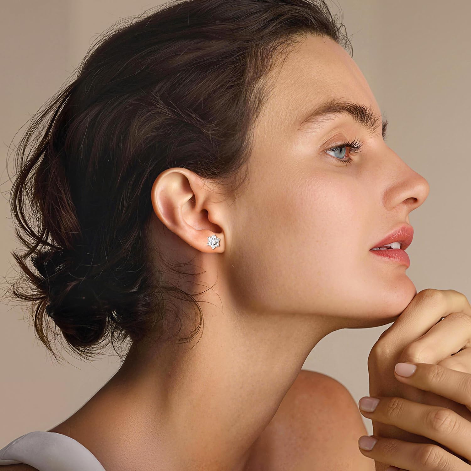 Moissanite Stud Earrings, 1.29Ct, D Color, VVS1 S925 Sterling Silver Moissanite Flower Stud Earrings, Flower Cluster Earrings, Valentines Anniversary Birthday Mothers Day Jewelry Gifts for Women