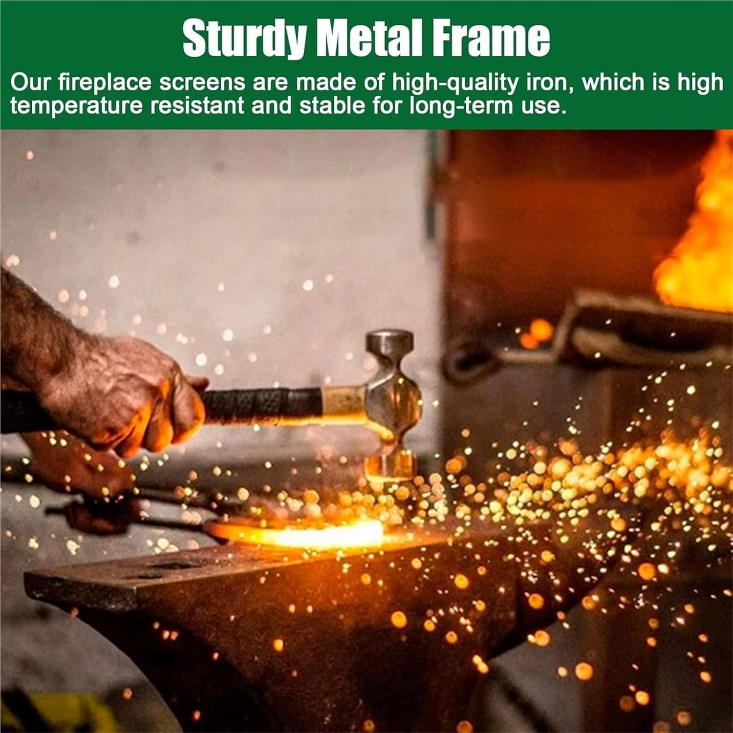 Handcrafted Metal Fire Guards with Mesh Cover & 2 Magnetic Doors - Elegant Fire Screens for Fireplaces, Enhance Safety & Style in Your Home Decor