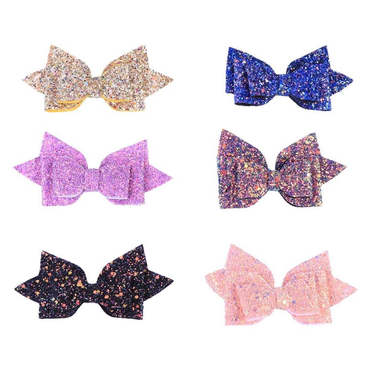 Buy Aisence Sparkly Glitter Hair Bows,6Pack Rainbow Sparkly Sequins