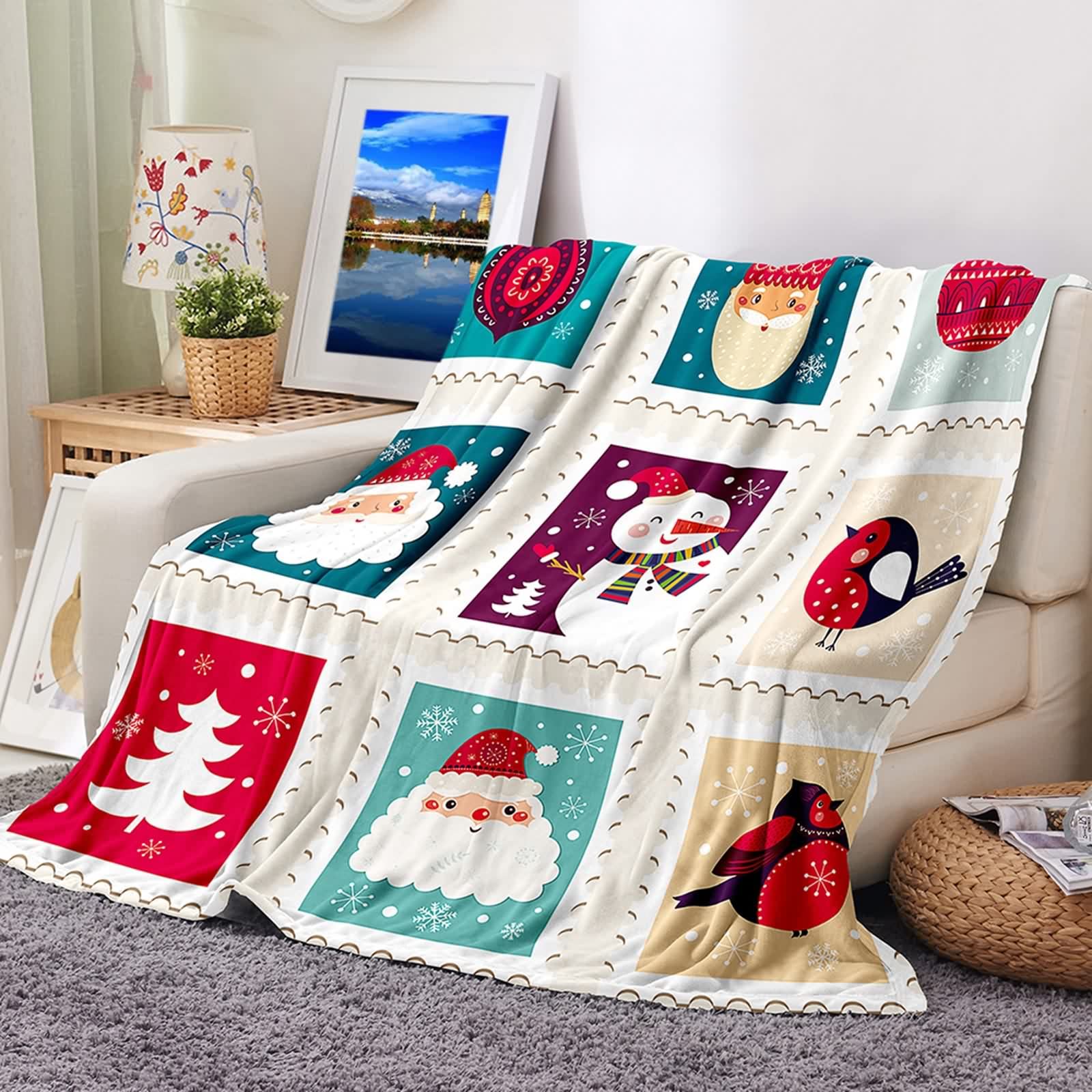 Couverture de lit Noël KnSam couverture polaire flanelle douce jeté de canapé confortable