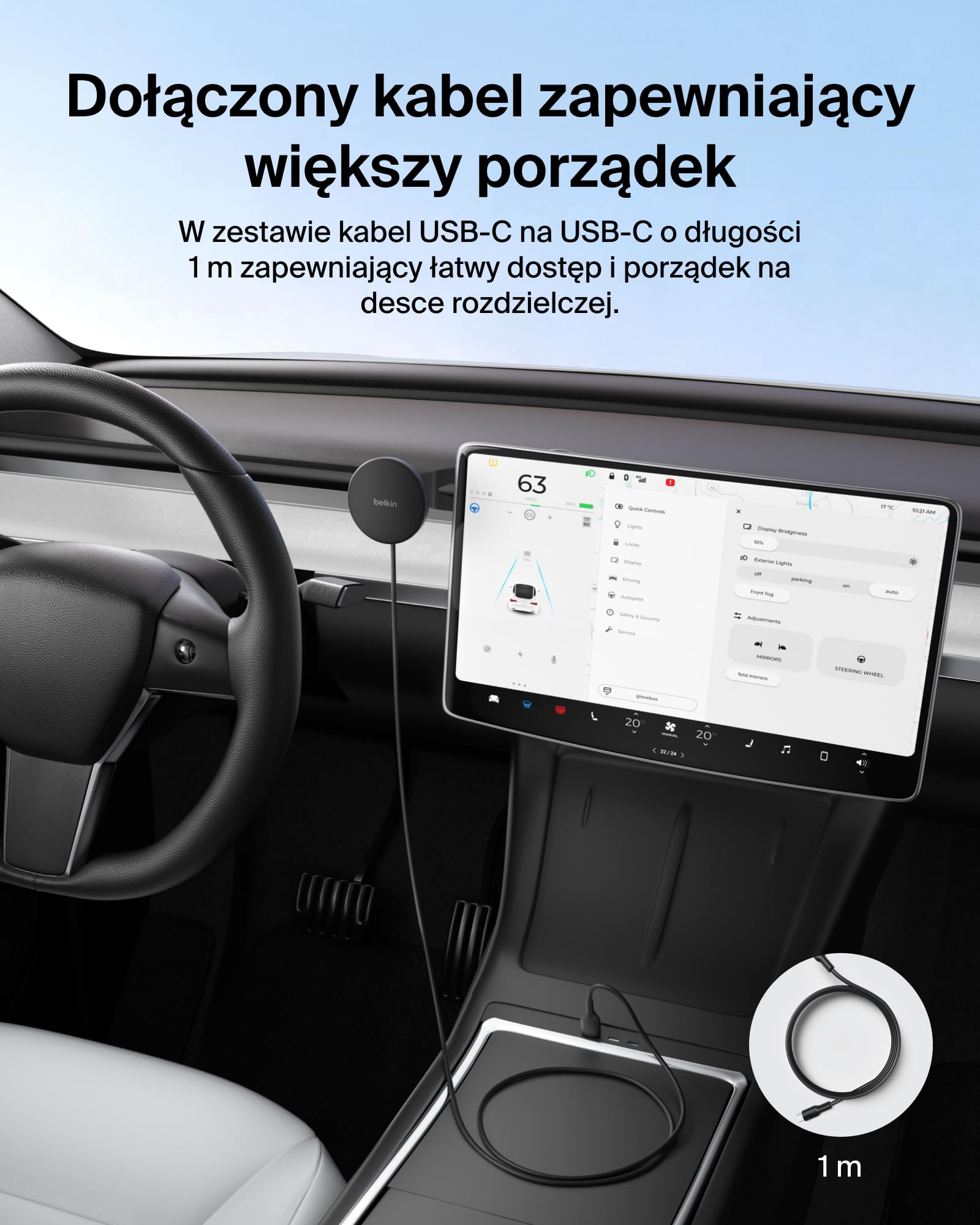 Belkin BoostCharge Bezprzewodowa Ładowarka Samochodowa Qi2, Magnetyczny Uchwyt na Kratkę Nawiewu z Kablem USB-C, Zgodny z MagSafe, do Szybkiego Ładowania Telefonów iPhone, Galaxy, Pixelsnap – Czarna