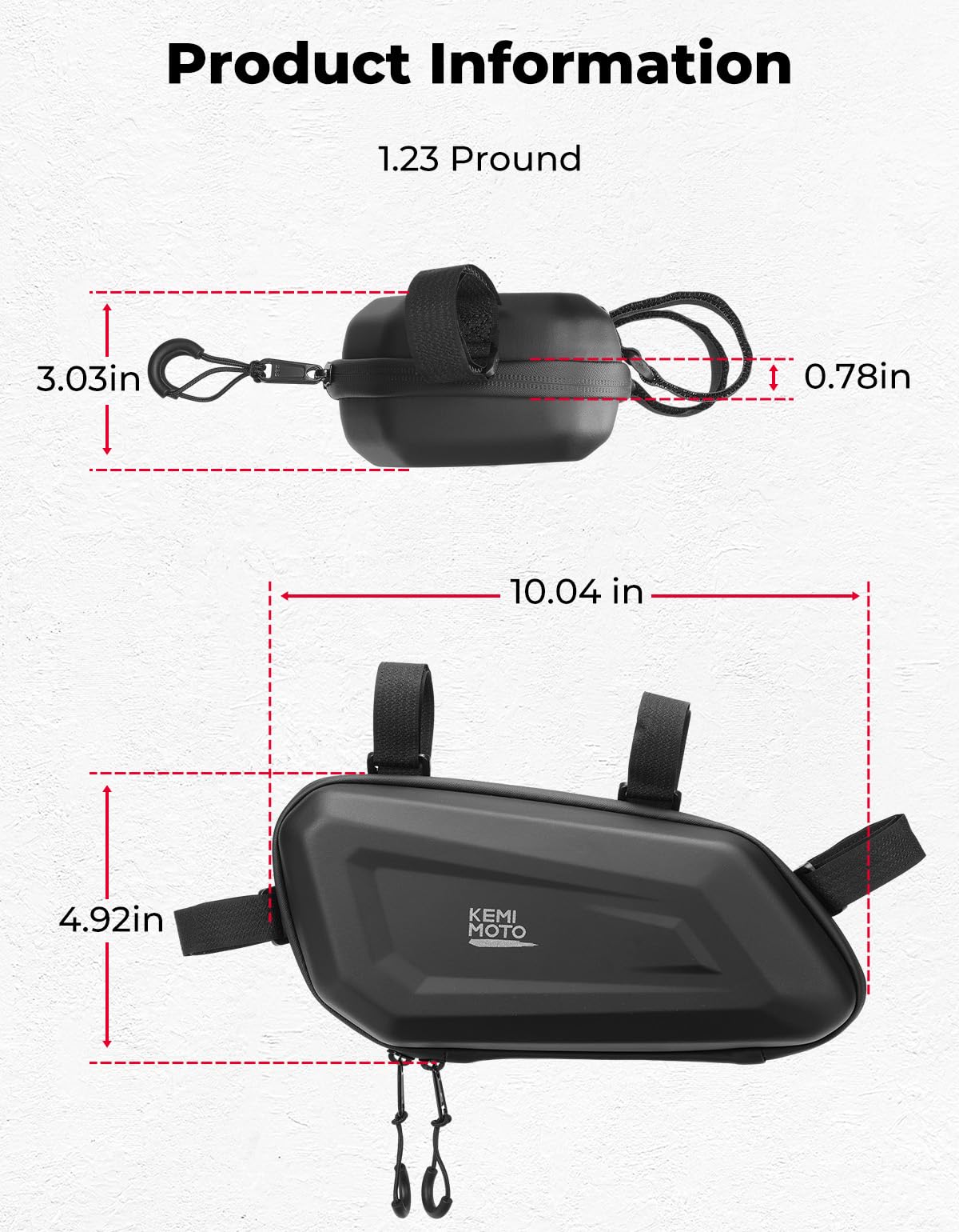 KEMIMOTO Lot de 2 sacs à outils de moto, sacs latéraux rigides en EVA compatibles avec Rebel 300 500 CMX1100 (2017-2025) – Monté sur cadre latéral et rangement arrière de moto universels