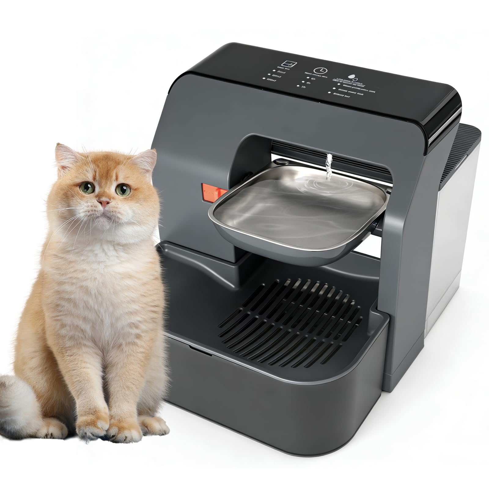 Fuente de Agua Inalámbrica para Gatos y Perros de Acero INOX | 3,5L | Fuente de Agua para Gatos y Perros Sin Filtro - Dispensador Automático Anti-Impurezas con Separación de Residuos