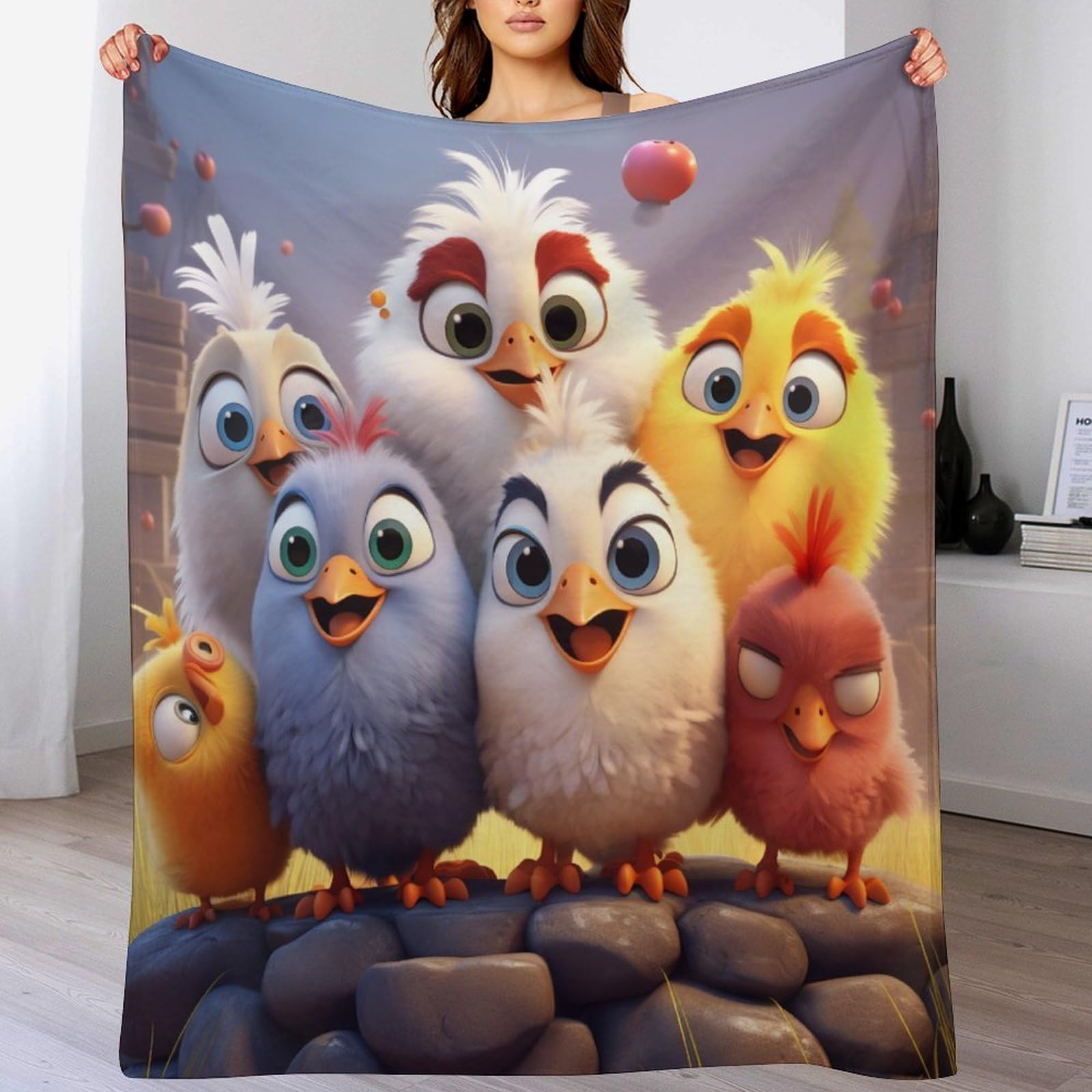 Manta de pollo de felpa decorativa ideal para regalar en cumpleaños
