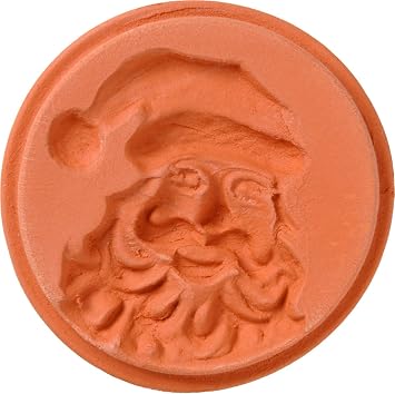 JBK Pottery Terra Cotta Cookie Stamps for Baking, Oven & Dishwasher Safe - Cookie Cutter, Molder, Stamper Press, Ideal for Cookies, Polvoron, Pastry, Shortbread, Butter Maker - Santa Themed Designs