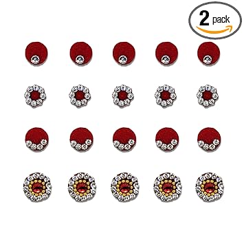 Comet Busters Maroon Round Bindi Pack for Women (6mm, 7mm) (BV2012)