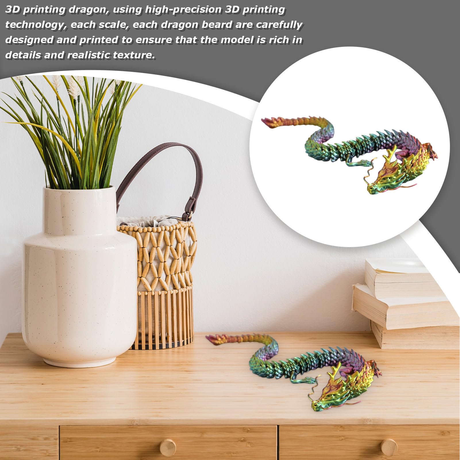 Dragon Ailé Articulé Imprimé 3D – Figurine Fantastique Mobile, Décoration De Bureau, Chambre, Voiture