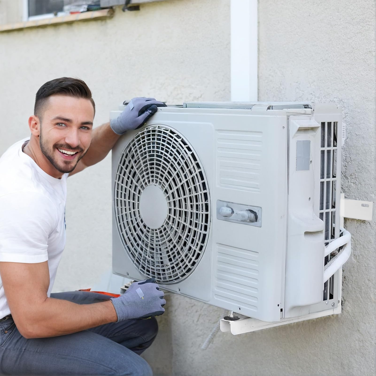 Supporti per Condizionatori Esterno, Adatti per 9.000–36.000 BTU, Capacità Carico Max 180kg, Acciaio Robusto di Alta Qualità Staffa per Condizionatore (per Unità Esterne AC da 1 a 3 HP)