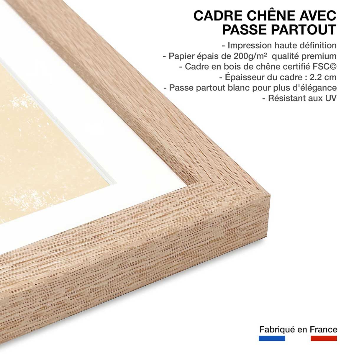 Affiche Monstera blush - Made in France - Affiche sous cadre bois 30x45