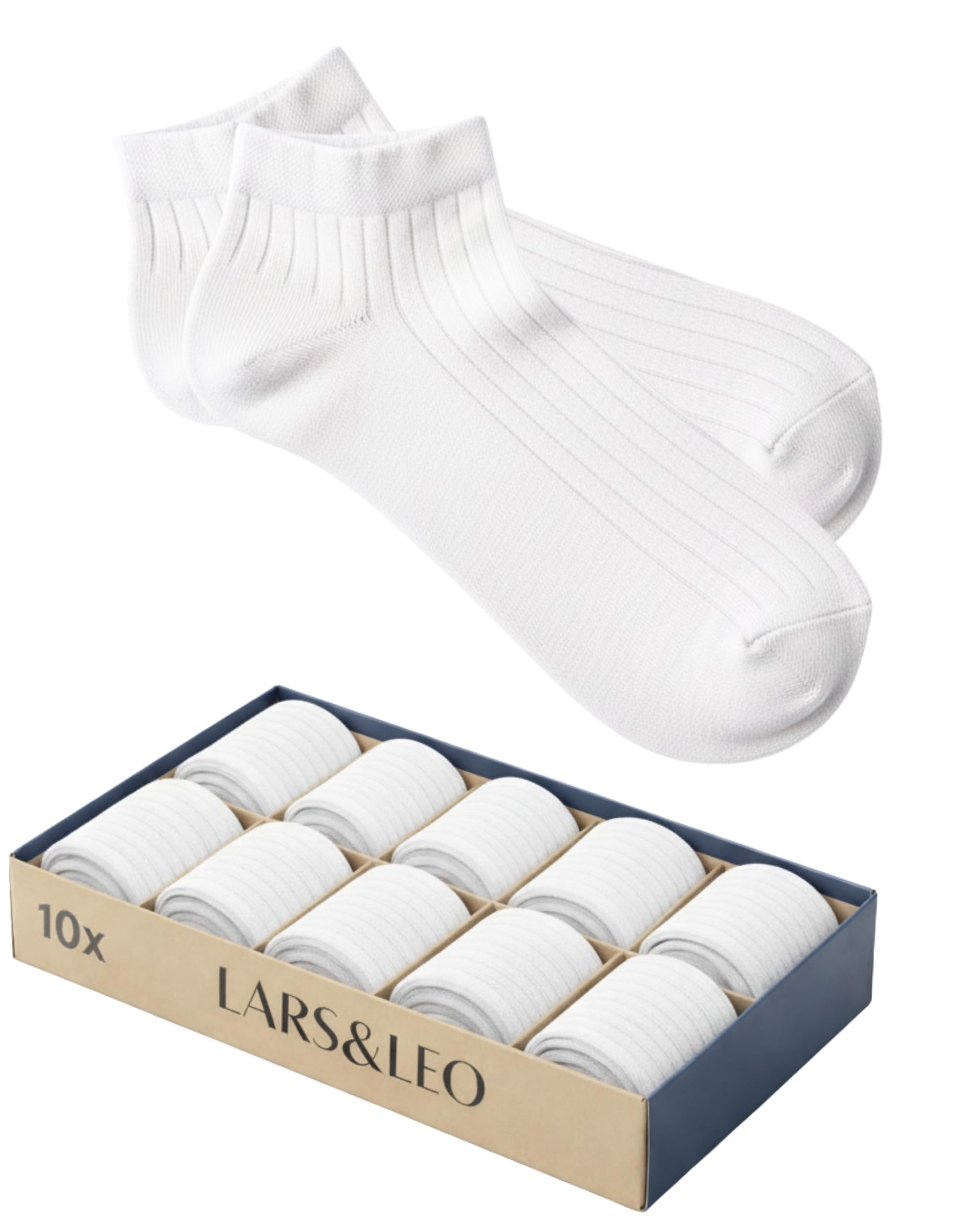 Lars&Leo Sneaker-Socken Slim Fit für Herren/Damen, 6 & 10 Paar, knöchelhoch, aus Bio-Baumwolle, eleganter Rippstrick