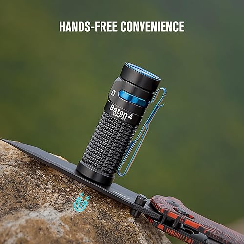 Miniatura 6 de OLIGHT Baton4 Linterna EDC recargable, linterna LED de bolsillo de 1300 lúmenes con cable de carga magnético, pequeña y potente linterna brillante